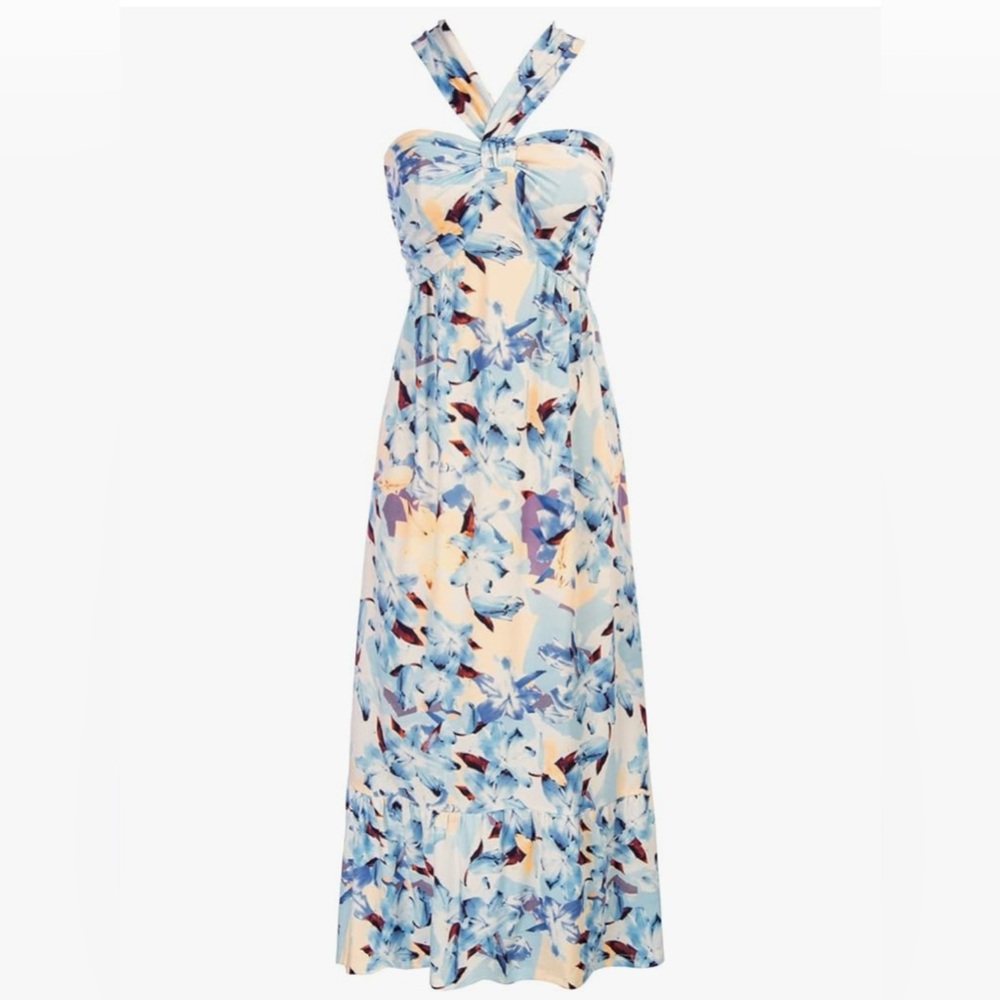 GRACE KARIN Floral Halter Maxi Dress